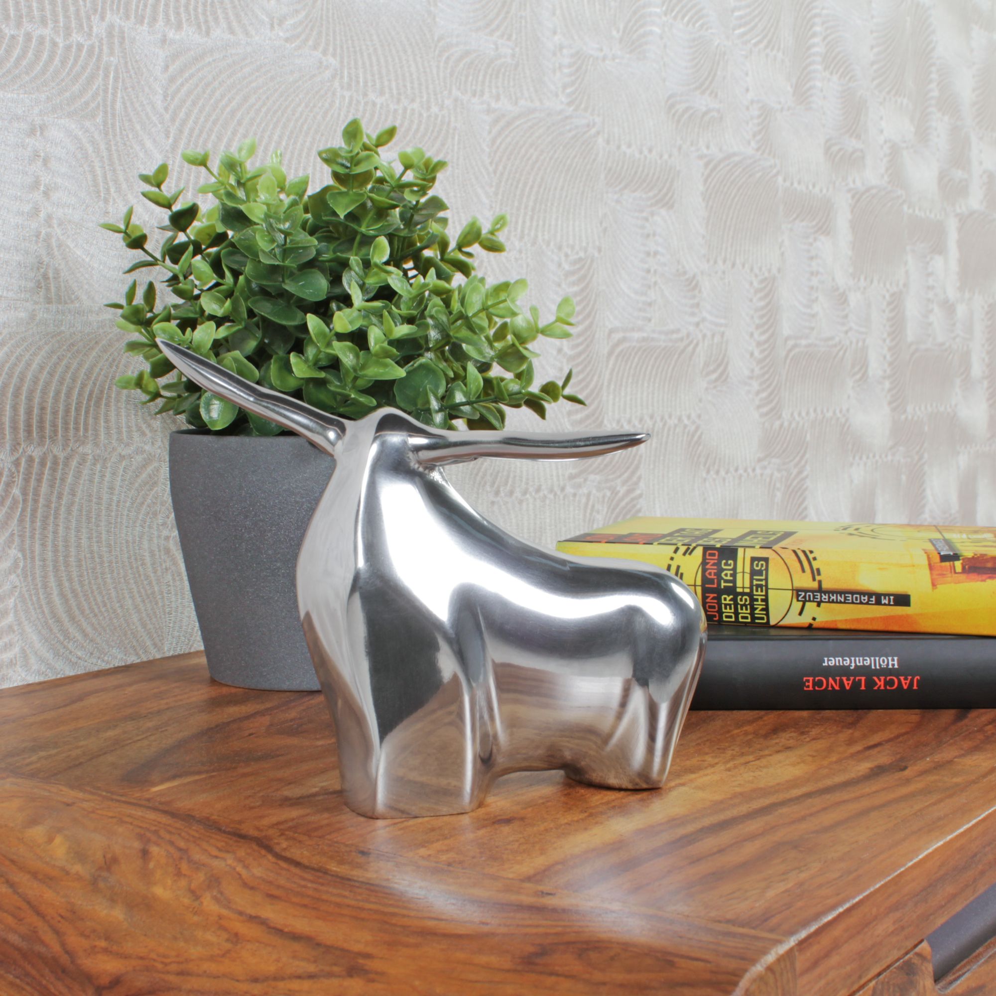 FineBuy Design Pokal Aluminium Dekoration Kelch Silber Alu Dekofigur Modern