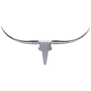 FB37874 FineBuy Bull Geweih L Wanddekoration 125cm breit Alu Aluminium silber Aluminiumdekoration Wand Geweih Wandgestaltung
