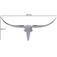 FineBuy Bull Geweih L Wanddekoration 125 cm breit Aluminium silber Wandgeweih – Ansicht 3