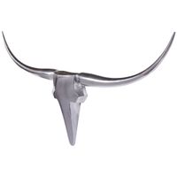 FineBuy Bull Geweih L Wanddekoration 125 cm breit Aluminium silber Wandgeweih – Ansicht 5