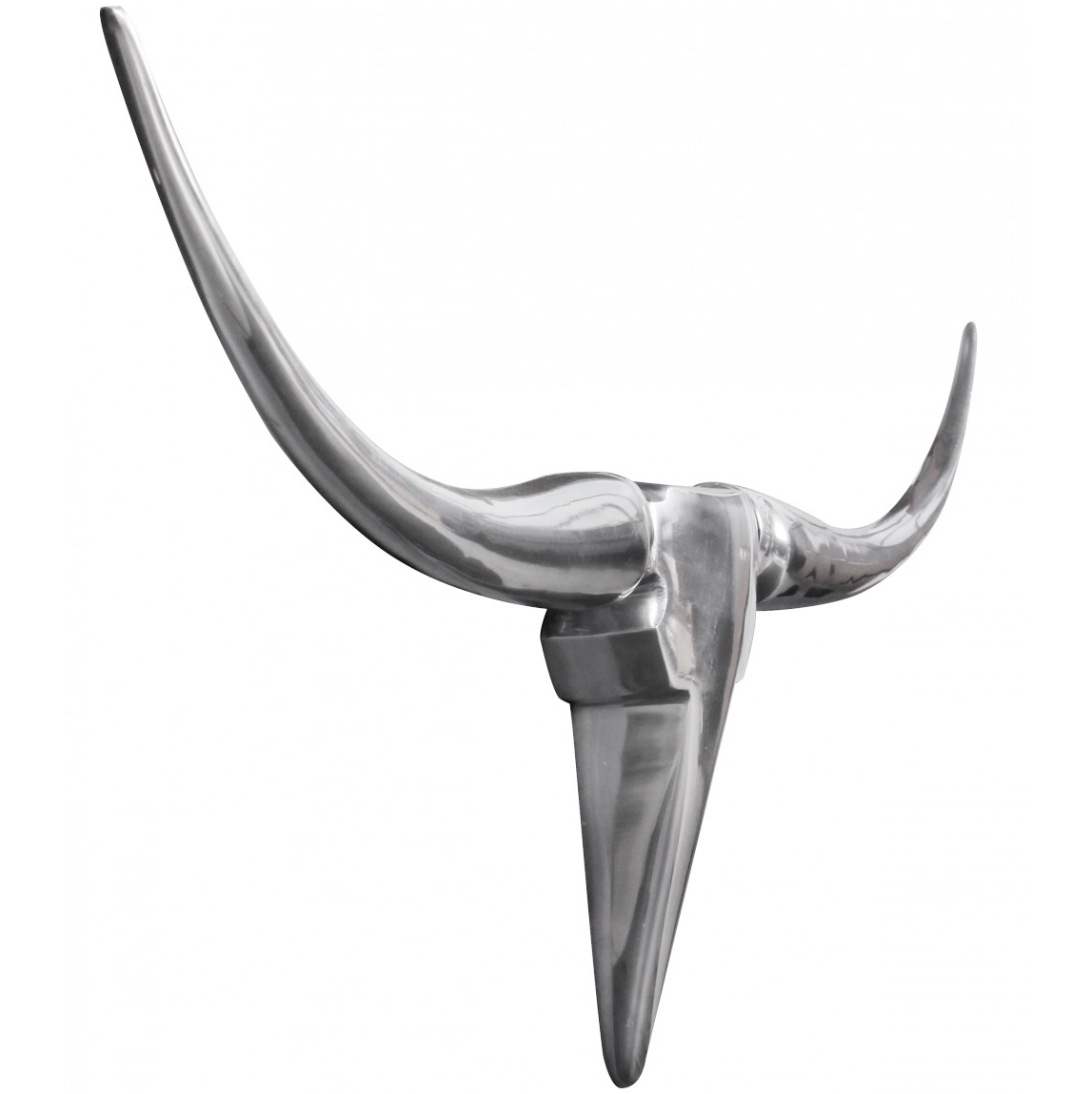 FineBuy Deko Geweih Bull M Aluminium Design Hörner 100cm Wanddekoration Silber – Ansicht 4