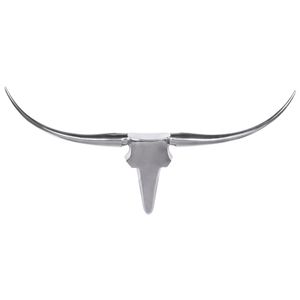 FB37875 FineBuy Deko Geweih Bull M FB37875 Silber 100 cm Aluminium Design Hörner, Wanddekoration Stierkopf Horn Modern, Wandskulptur Geweih-Jagdtrophäe Metall, Longhorn Wandschmuck Groß 4250950218833