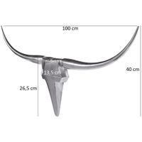 FineBuy Deko Geweih Bull M Aluminium Design Hörner 100cm Wanddekoration Silber – Ansicht 3