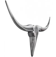 FineBuy Deko Geweih Bull M Aluminium Design Hörner 100cm Wanddekoration Silber – Ansicht 4