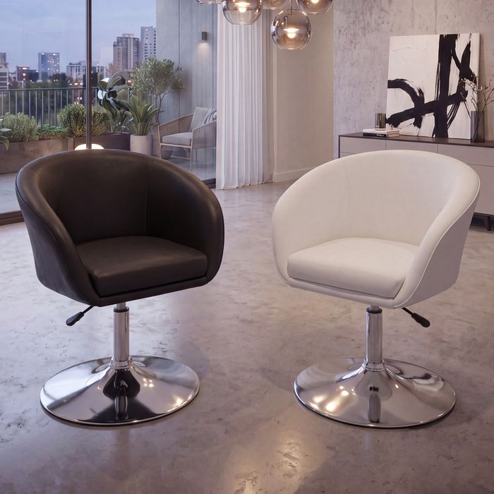 FineBuy Design Relaxsessel SV39213 Loungesessel Kunstleder Cocktailsessel, Sessel Drehbar, Esszimmerstuhl 120 kg, Clubsessel Leder-Optik, Drehstuhl Modern, Loungesessel Wartezimmerstuhl