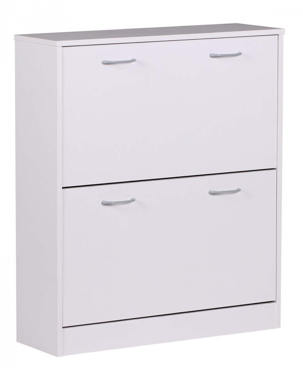 FineBuy Schuhkipper KIEL 75 x 87 x 24 cm Farbe mit 2 Klappen 20 Paar Schuhe, Moderner Schuhschrank aus MDF, Schuhregal schmal Kommode für Flur | Farbe: Braun