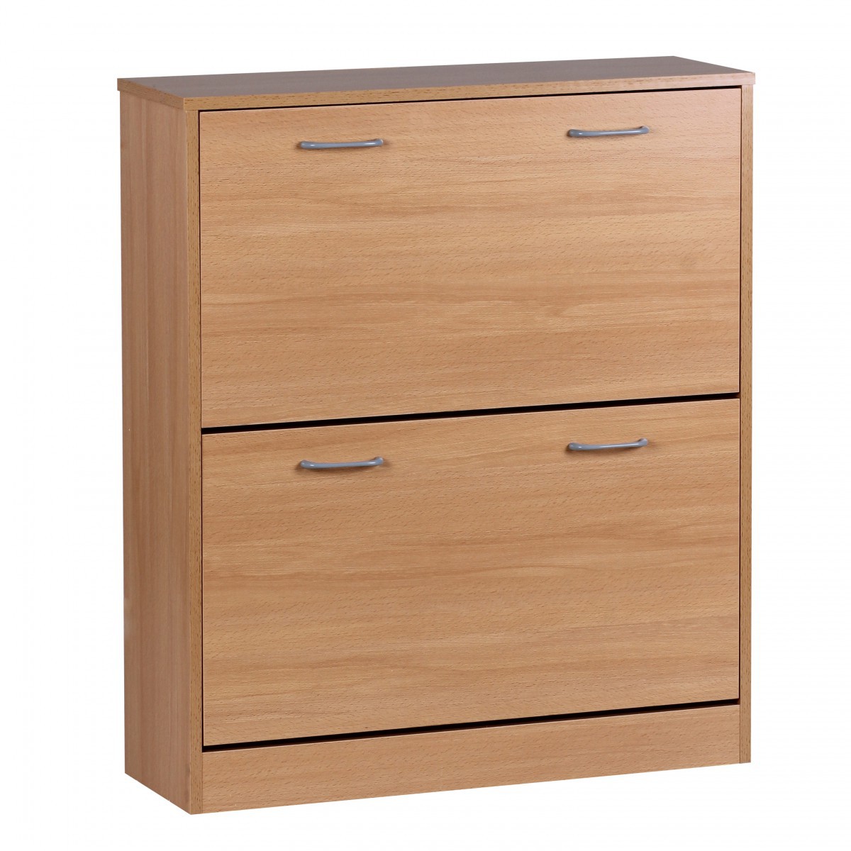 FineBuy Schuhkipper KIEL 75 x 87 x 24 cm Farbe mit 2 Klappen 20 Paar Schuhe, Moderner Schuhschrank aus MDF, Schuhregal schmal Kommode für Flur | Farbe: Braun