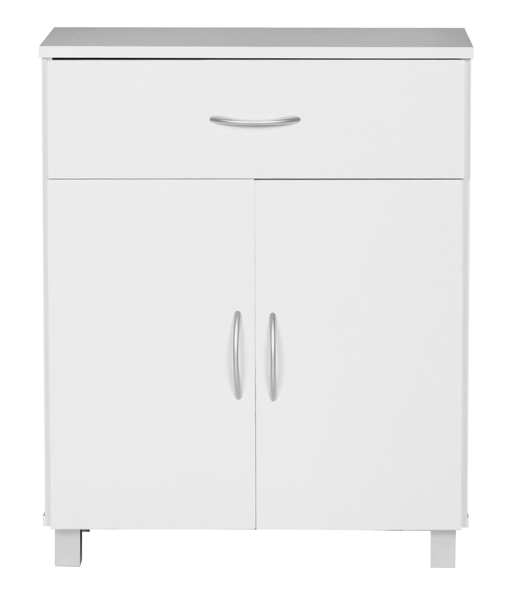 FineBuy Sideboard 60x75x30cm Kommode mit Schublade und Türen, Kleine Moderne Anrichte, Design Holz Schrank, Allzweckschrank mit Griffen, Kleiner Flurschrank Schmal | Farbe: Braun