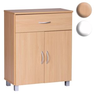 FineBuy Sideboard 60x75x30cm Kommode mit Schublade und Türen, Kleine Moderne Anrichte, Design Holz Schrank, Allzweckschrank mit Griffen, Kleiner Flurschrank Schmal 3135