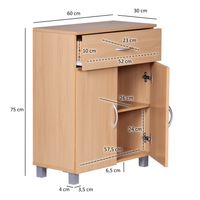 Sideboard 60cm mit 2 Türen & 1 Schublade Moderne Kommode Allzweckschrank Flurschrank – Ansicht 3