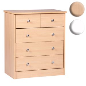 SV39673 FineBuy Design Holz-Kommode 60 x 70 x 35 cm mit 5 Schubladen, Mehrzweckanrichte flach für Flur, Modernes Sideboard zeitlose Anrichte