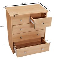 Schubladenkommode mit 5 Schubladen 60cm Sideboard Kommode zeitloses Design – Ansicht 3