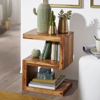 Massivholz Beistelltisch S Cube Design Couchtisch Massiv Holz Modern Regal – Ansicht 1