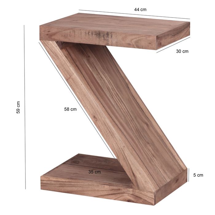 Massivholz Beistelltisch Z Cube 44x30x59 cm Couchtisch Regal – Maßzeichnung