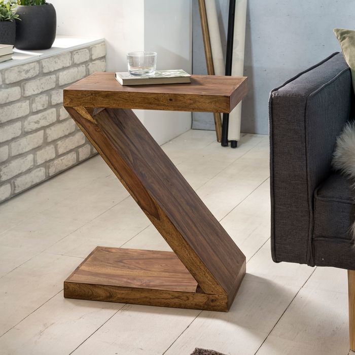 Massivholz Beistelltisch Z Cube 44x30x59 cm Couchtisch Regal
