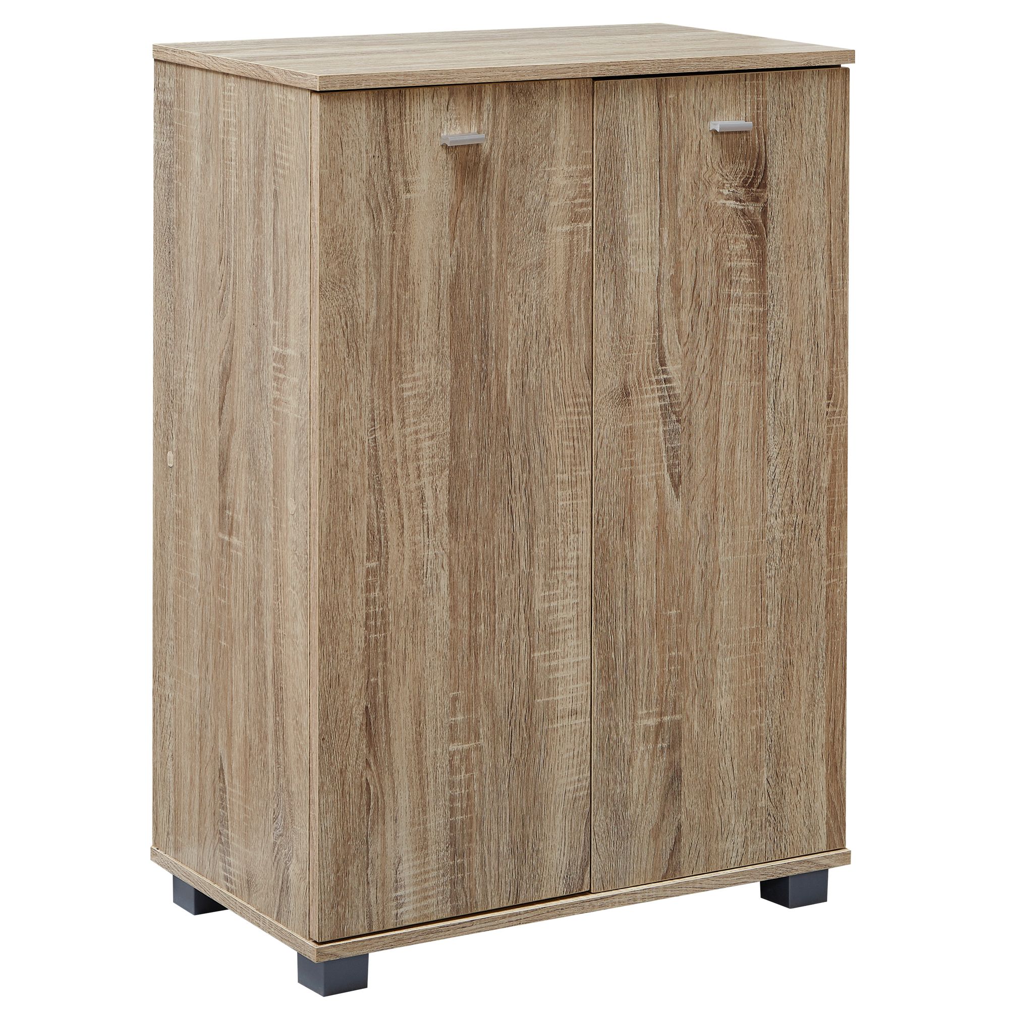 FineBuy Design Schuhschrank NIMES modern Holz 12 Paar Schuhe 4 Fächer 2 Türen, Schuhregal 60 x 90 x 35 cm platzsparend, Schuhkommode Flurschrank mit Ablage | Farbe: Grau