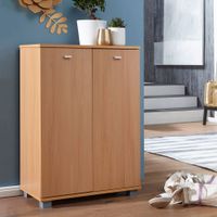 Schuhschrank Holz 12 Paar Schuhe Schuhregal Schuhkommode Flurschrank Sideboard – Ansicht 1