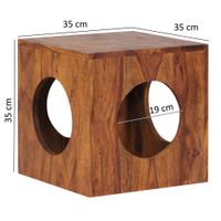 FineBuy Sheesham Beistelltisch 35x35x35 cm Cube Holztisch Tisch mit Stauraum – Ansicht 2
