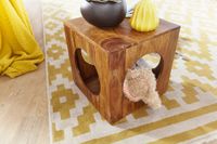 FineBuy Sheesham Beistelltisch 35x35x35 cm Cube Holztisch Tisch mit Stauraum – Ansicht 4