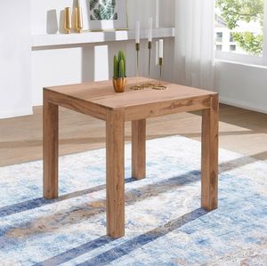 FineBuy Esstisch Massivholz Akazie 80 x 80 x 76 cm Esszimmer-Tisch Design Küchentisch modern Landhaus-Stil Holztisch quadratisch dunkel-braun Natur-Produkt Massivholzmöbel Echt-Holz