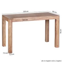 FineBuy Esstisch Massiv 120 x 60 x 76 cm Akazie Esszimmertisch Küchentisch – Ansicht 3