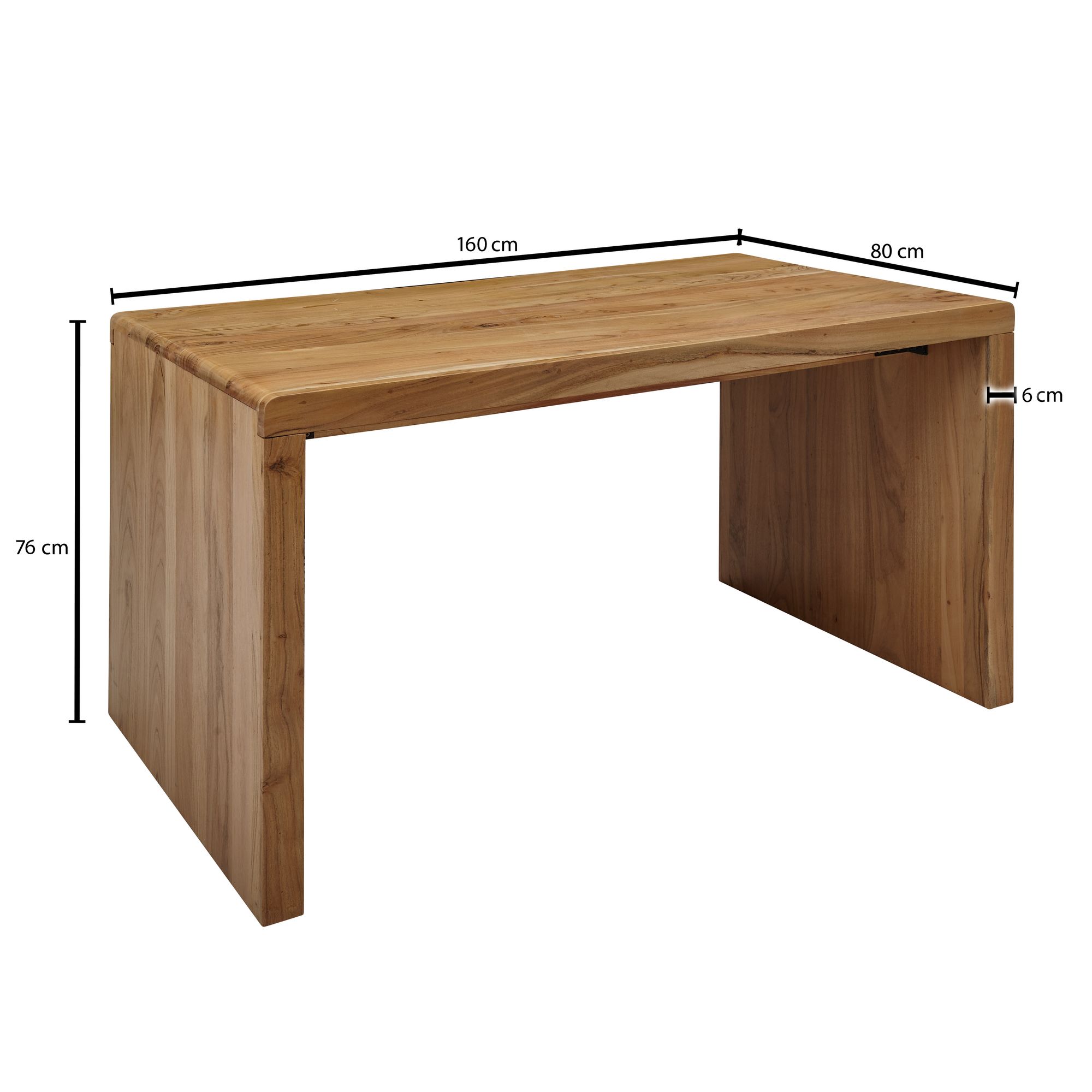 FineBuy Schreibtisch Massiv-Holz Akazie 160 cm Computertisch Echtholz Design Ablage Büro-Tisch Landhaus-Stil | Farbe: Braun FineBuy Schreibtisch Massiv-Holz Akazie 160 cm Computertisch Echtholz Design Ablage Büro-Tisch Landhaus-Stil | Farbe: Braun