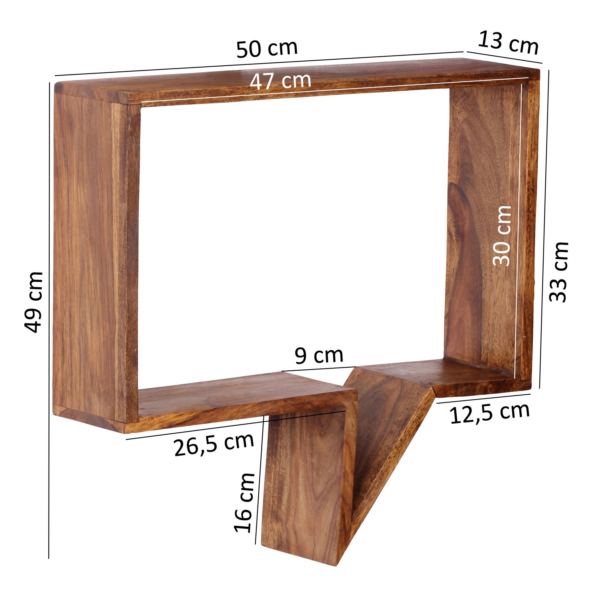 FineBuy 2er Set Wandregale Massiv-Holz Sheesham Holz-Regal Landhaus-Stil Hängeregal Echt-Holz Design Wand-Board Natur-Produkt Wandkonsole dunkel-braun unbehandelt Regale zum Aufhängen Unikat Ablage | Farbe: Braun