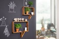 FineBuy 2er Set Wandregale Massivholz Sheesham Regal Wand Wandboard Cubes – Ansicht 2