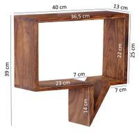 FineBuy 2er Set Wandregale Massivholz Sheesham Regal Wand Wandboard Cubes – Ansicht 4