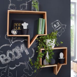 FB40169 FineBuy 2er Set Wandregale Massiv-Holz Akazie Holz-Regal Landhaus-Stil Hängeregal Echt-Holz Design Wand-Board Natur-Produkt Wandkonsole dunkel-braun unbehandelt Regale zum Aufhängen Unikat Ablage 4250950232297