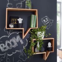 FineBuy 2er Set Wandregale Massivholz Akazie Regal Wand Wandboard Cubes – Ansicht 1