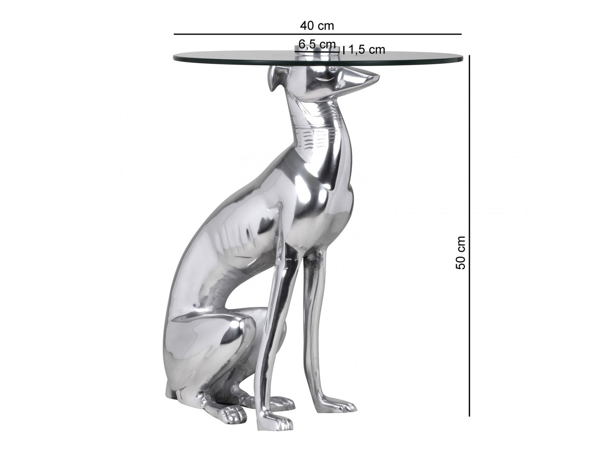 FineBuy Design Skulptur Deko Beistelltisch Hund aus Aluminium Farbe Silber – Ansicht 3