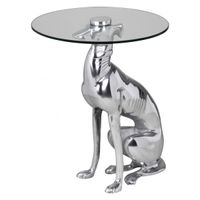 FineBuy Design Skulptur Deko Beistelltisch Hund aus Aluminium Farbe Silber – Ansicht 6