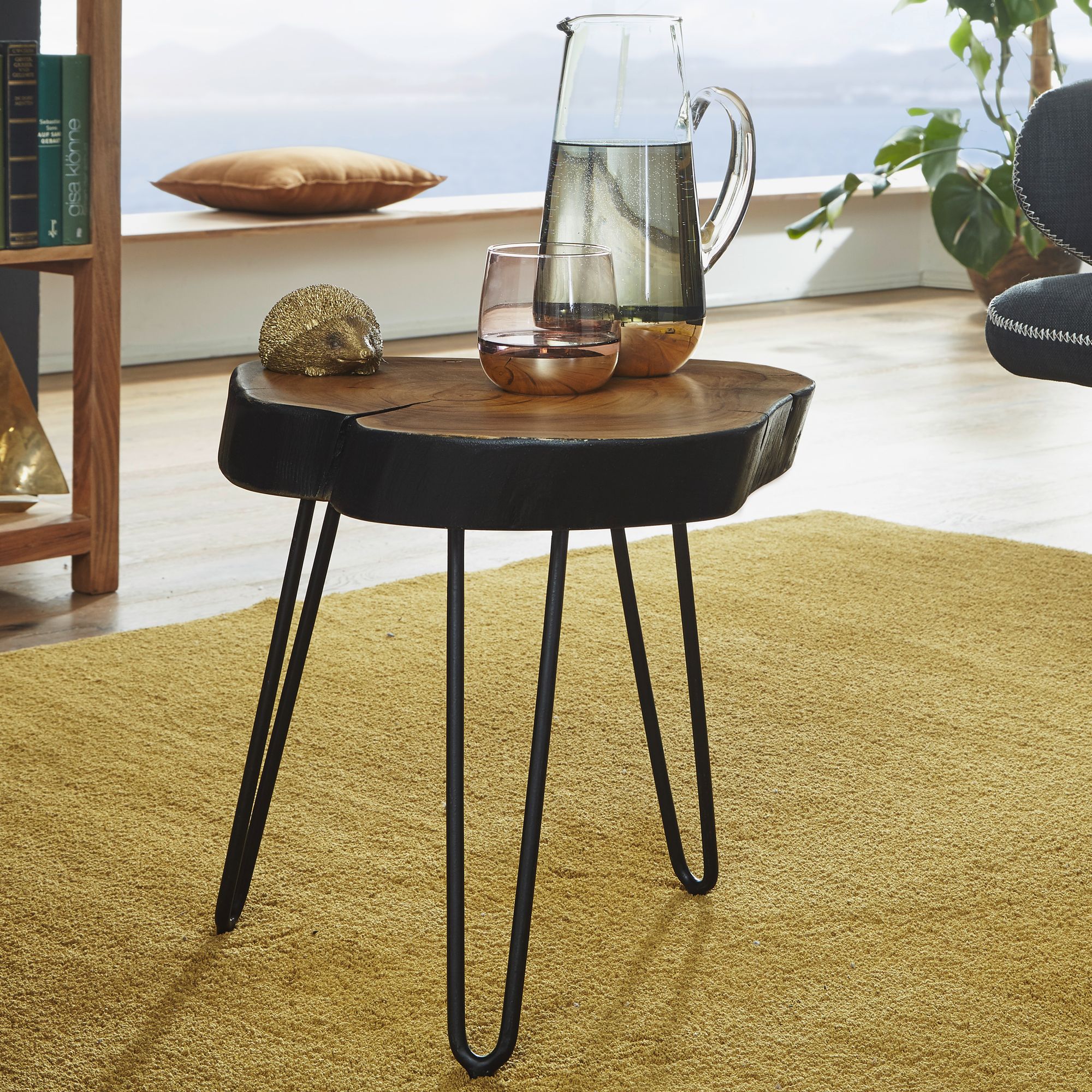 FineBuy Massivholz Sheesham Beistelltisch 35 x 35 cm | Farbe: Braun