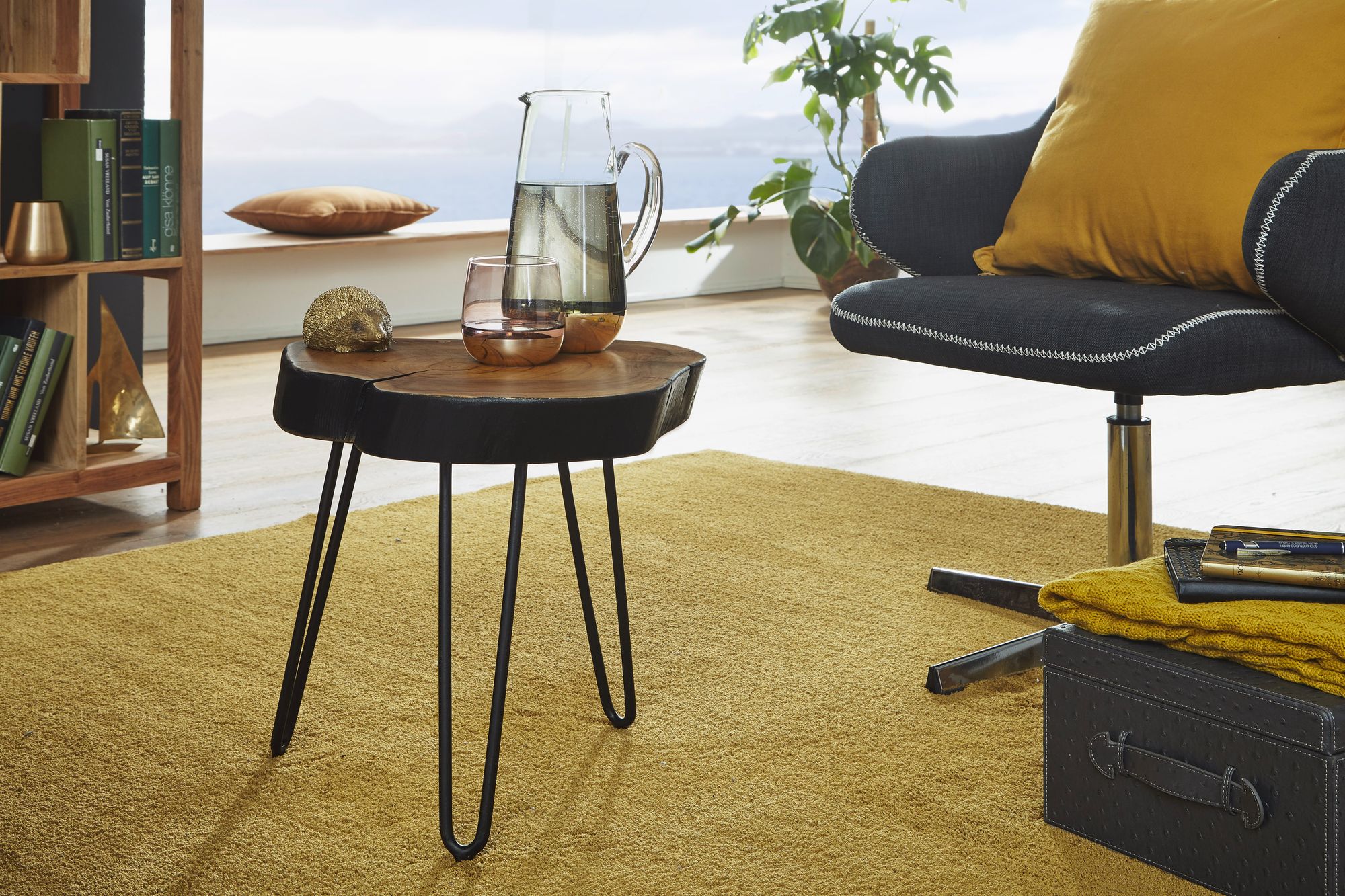 FineBuy Massivholz Sheesham Beistelltisch 35 x 35 cm | Farbe: Braun