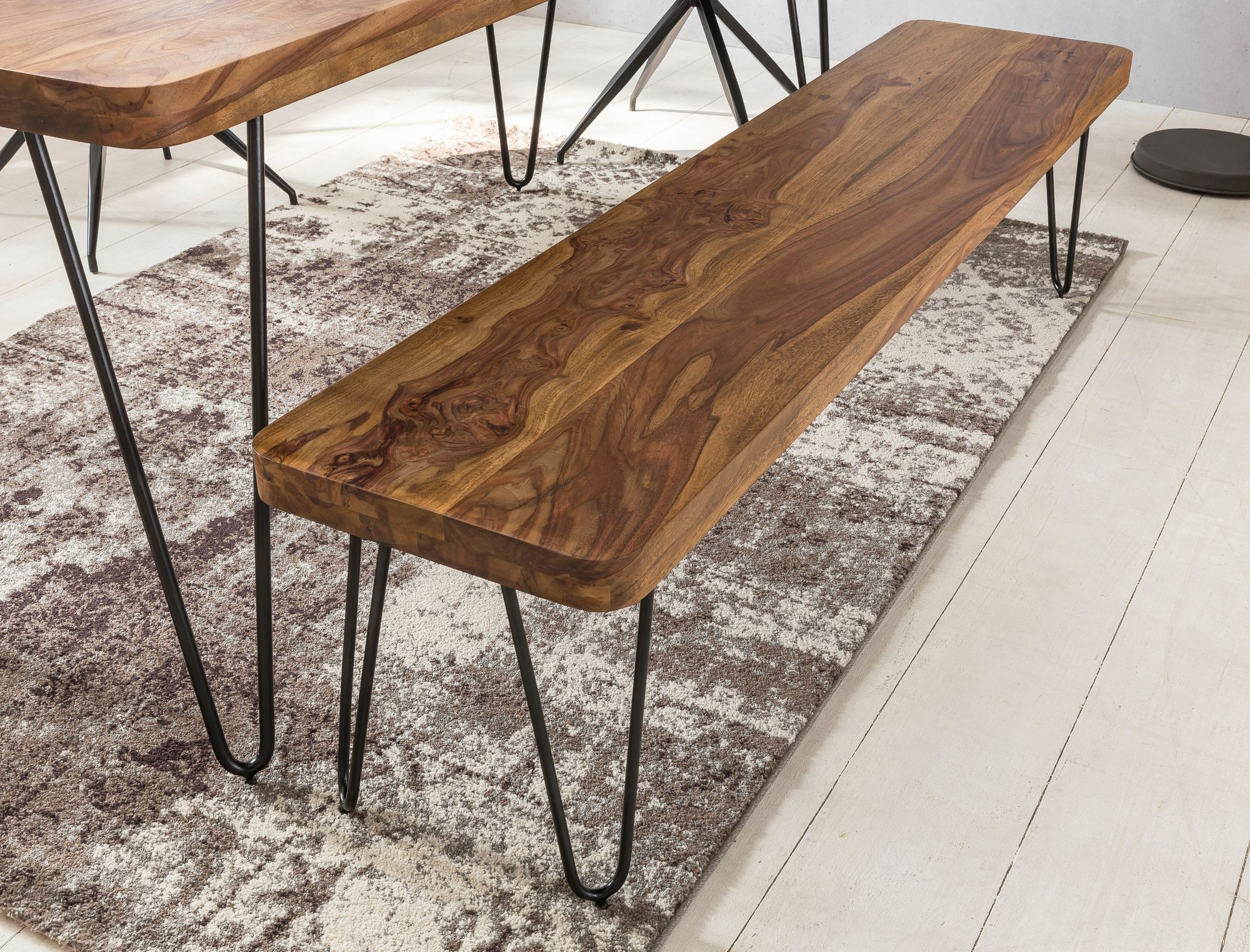 FineBuy Sitzbank Massiv 180cm Esszimmerbank Holzbank Küchenbank Holz – Ansicht 2