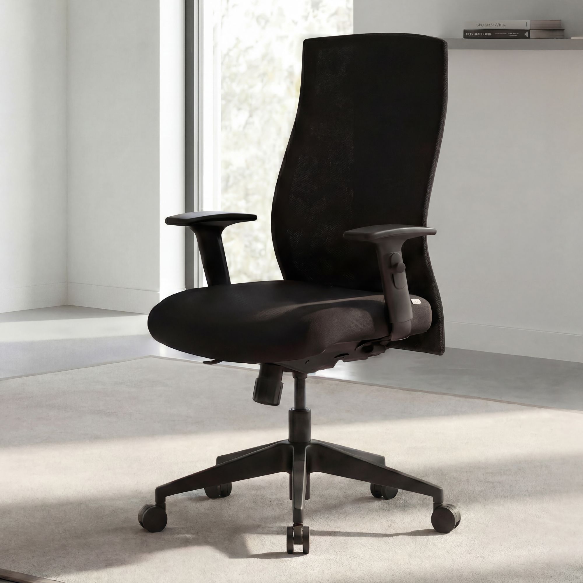 Schreibtischstuhl Finebuy Stoff Schwarz Drehstuhl Armlehne Büro Sessel Bürostuhl – Ansicht 1