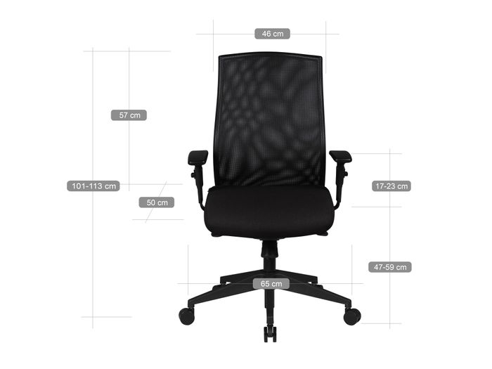 Schreibtischstuhl Finebuy Stoff Schwarz Drehstuhl Armlehne Büro Sessel Bürostuhl – Maßzeichnung