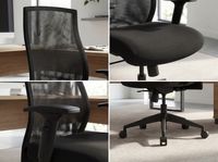 Schreibtischstuhl Finebuy Stoff Schwarz Drehstuhl Armlehne Büro Sessel Bürostuhl – Ansicht 4
