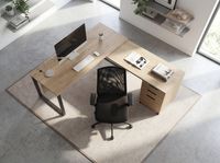 Schreibtischstuhl Finebuy Stoff Schwarz Drehstuhl Armlehne Büro Sessel Bürostuhl – Ansicht 5