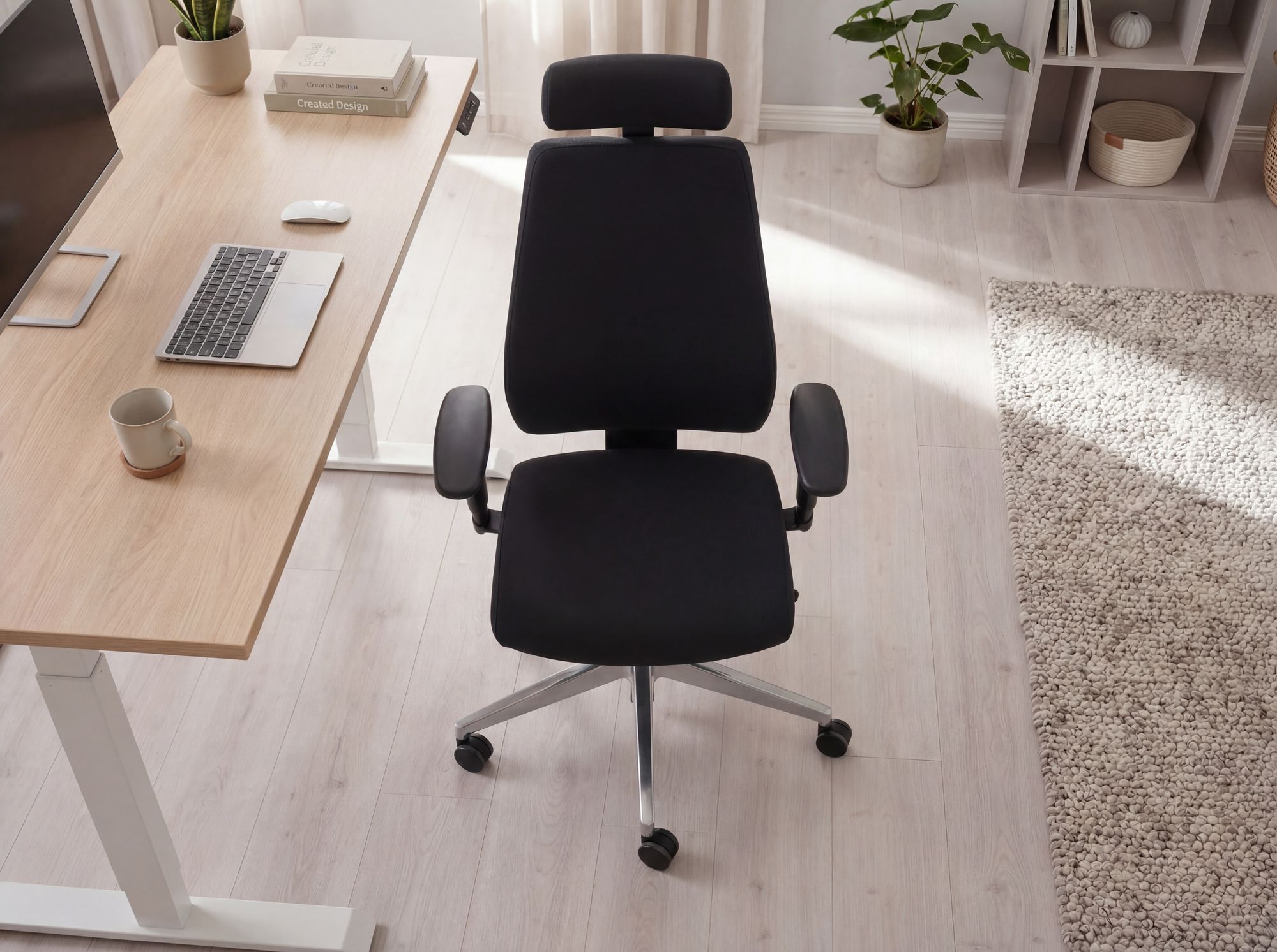 FineBuy Bürostuhl Schwarz Schreibtischstuhl Stoff Drehstuhl Arbeitsstuhl – Ansicht 5