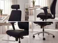 FineBuy Bürostuhl Schwarz Schreibtischstuhl Stoff Drehstuhl Arbeitsstuhl – Ansicht 4