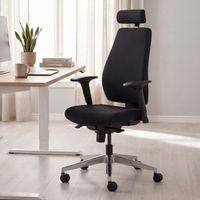 FineBuy Bürostuhl Schwarz Schreibtischstuhl Stoff Drehstuhl Arbeitsstuhl – Ansicht 1
