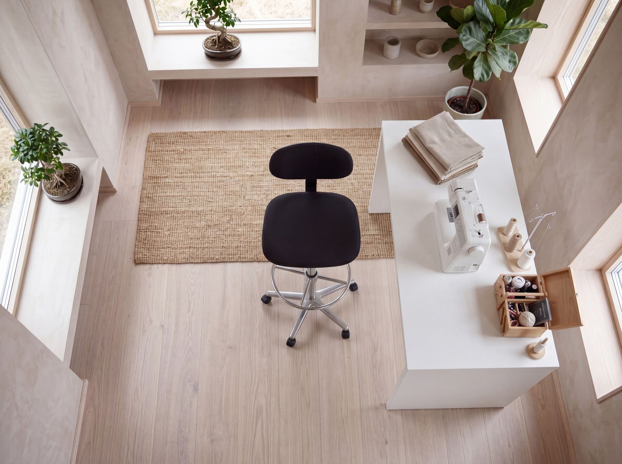 Arbeitsstuhl Rollhocker mit Lehne Höhenverstellbar Drehhocker Hocker Stehhilfe – Ansicht 4