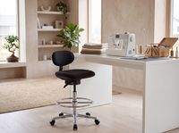 Arbeitsstuhl Rollhocker mit Lehne Höhenverstellbar Drehhocker Hocker Stehhilfe – Ansicht 2