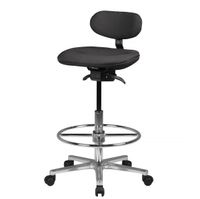 Arbeitsstuhl Rollhocker mit Lehne Höhenverstellbar Drehhocker Hocker Stehhilfe – Ansicht 2