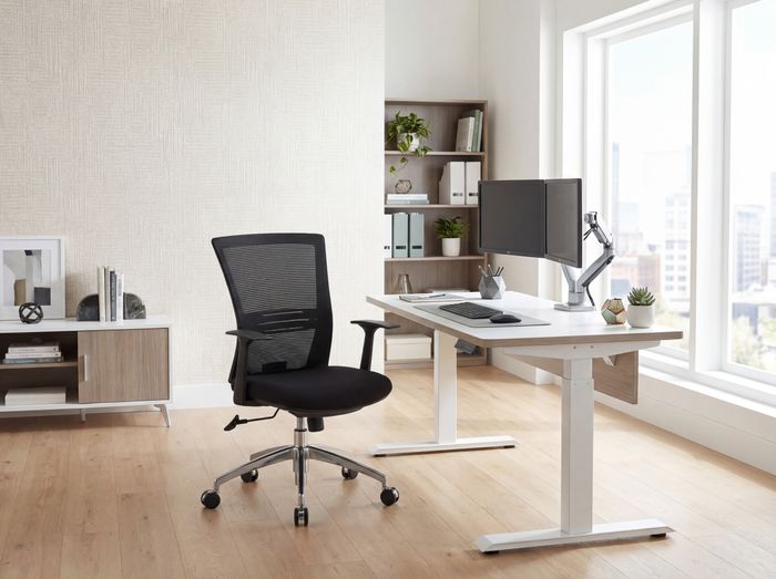 FineBuy Bürostuhl Stoffbezug Schreibtischstuhl Armlehne schwarz Chefsessel 120kg Drehstuhl Synchronmechanik X-XL