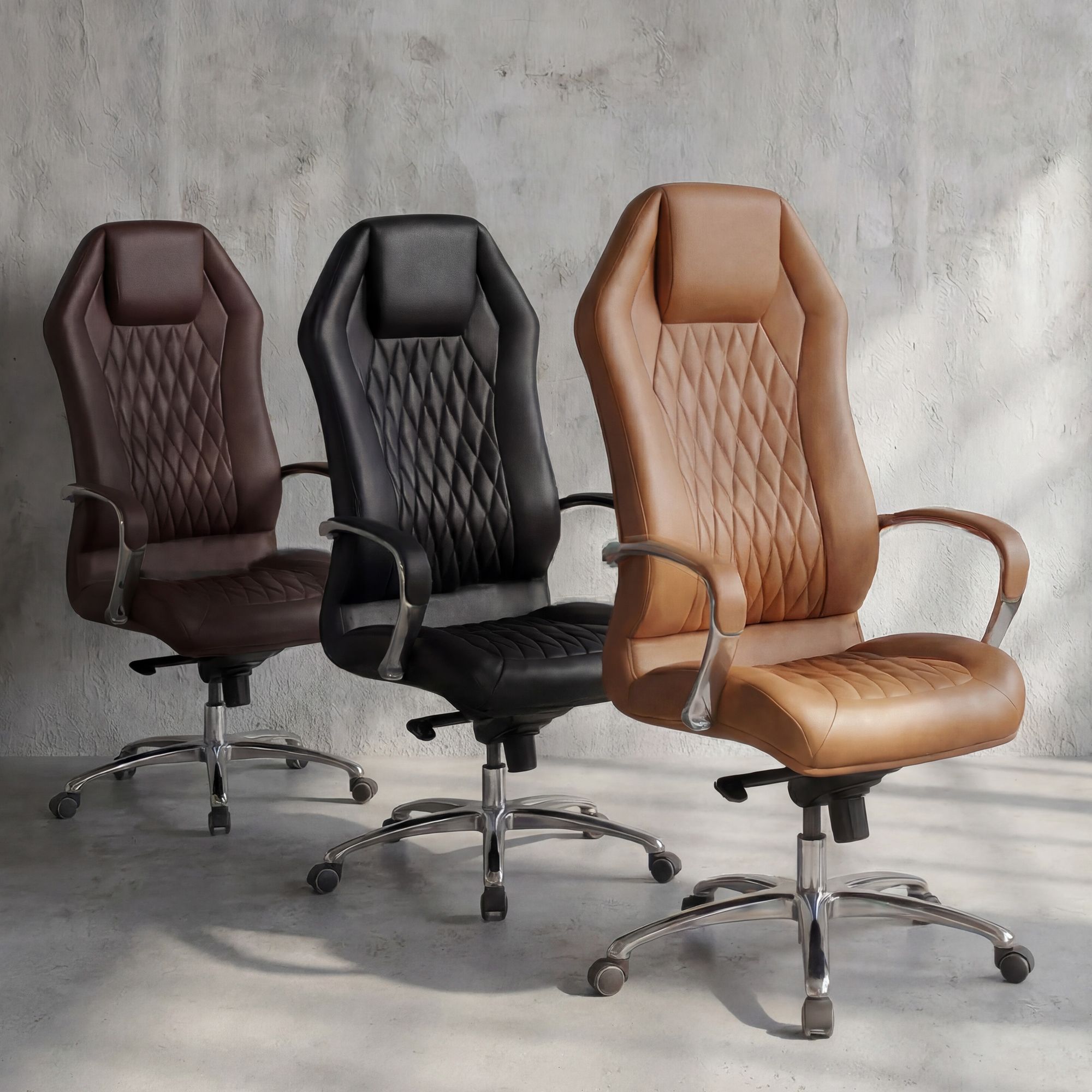 FineBuy Bürostuhl MONTEREY Echt-Leder Schreibtischstuhl XXL Polsterung Design Chefsessel hohe Rückenlehne mit Kopfstütze Drehstuhl Drehsessel höhenverstellbar Wippfunktion Hartbodenrollen