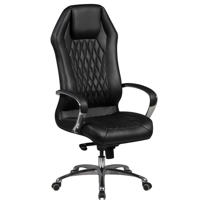 FineBuy Bürostuhl MONTEREY Echt-Leder Schreibtischstuhl XXL Polsterung Design Chefsessel hohe Rückenlehne mit Kopfstütze Drehstuhl Drehsessel höhenverstellbar Wippfunktion Hartbodenrollen
