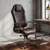 FineBuy Bürostuhl MONTEREY Echtleder Chefsessel Schreibtischstuhl Drehstuhl – Ansicht 1